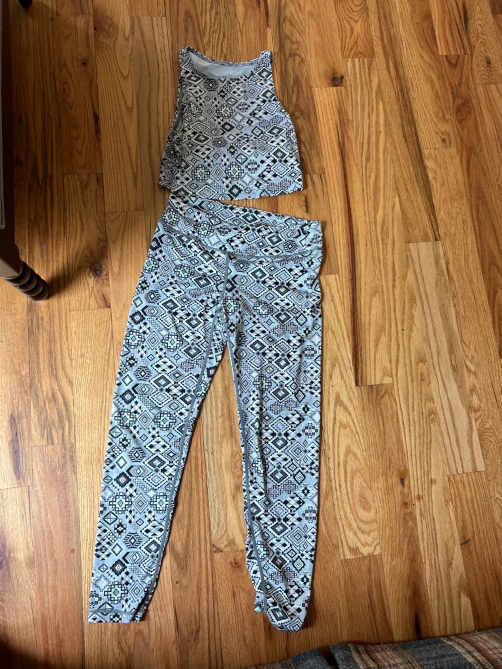 Inspired Hearts Blue Geometric High-Rise Legging Set with Crop Tank